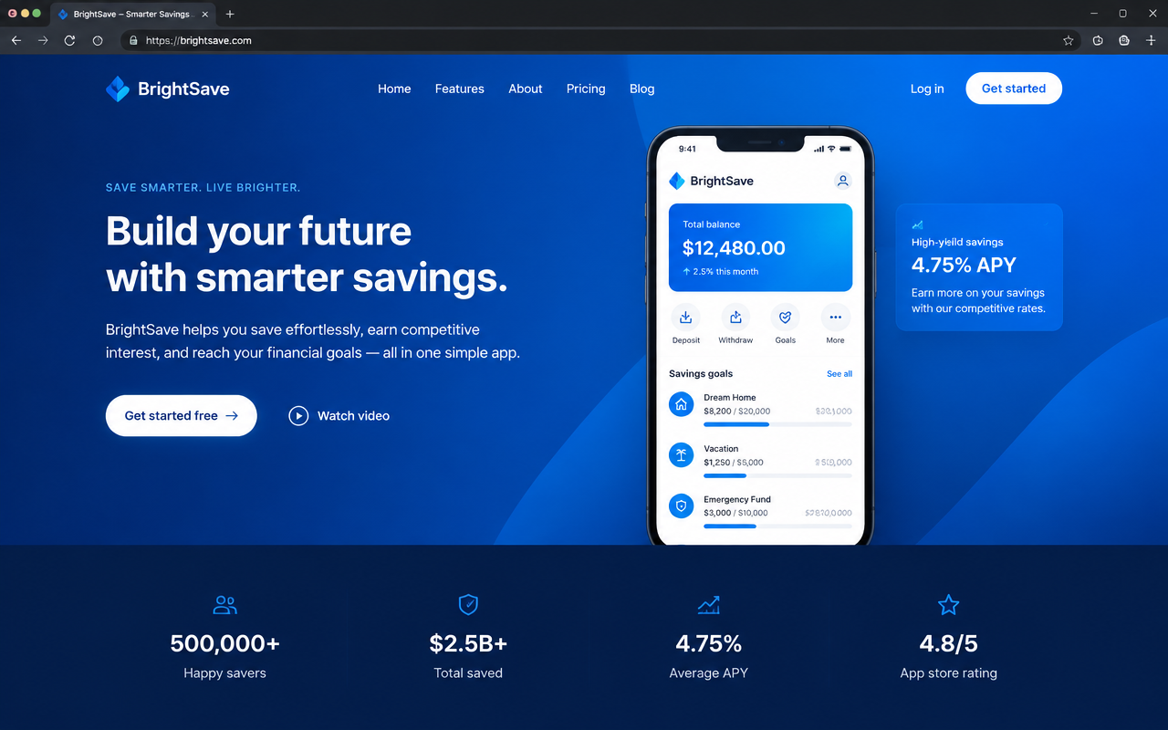 Screenshot of BrightSave — Fintech App