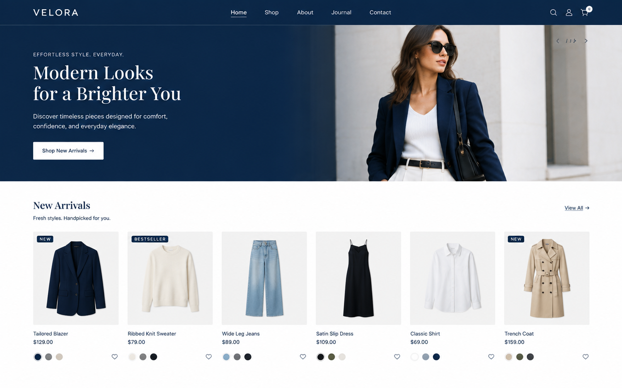 Screenshot of Velora — Fashion Store